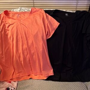 Athletic Orange and Black V-Neck T-Shirts